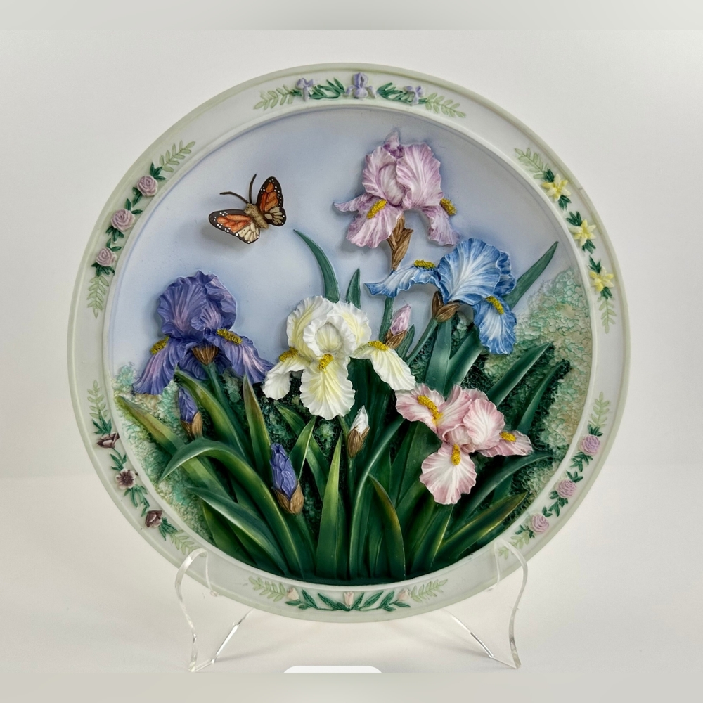 Lena Liu's Beautiful Gardens "The Iris Garden" 3-D Collector Plate - No. C2346 - Picture 3 of 8